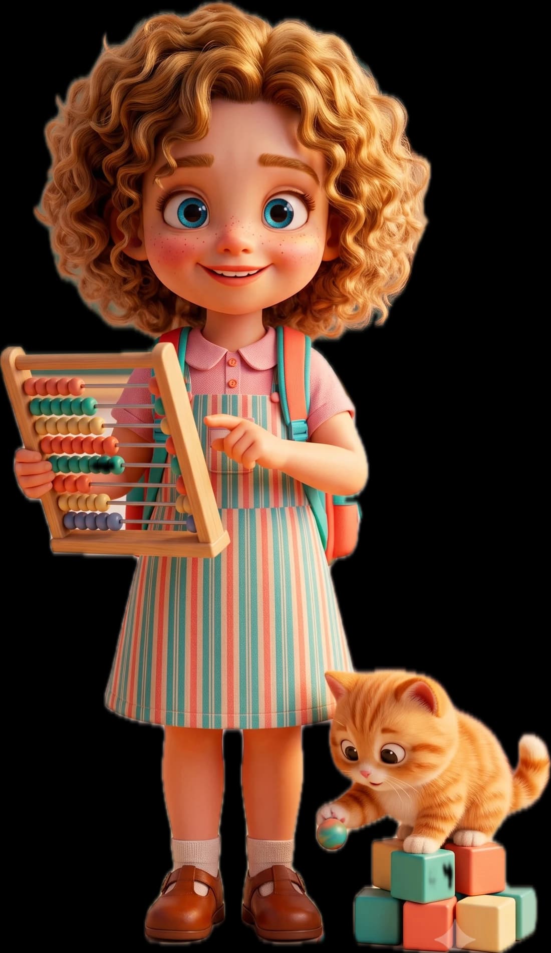 A MosyMath learner holding an abacus